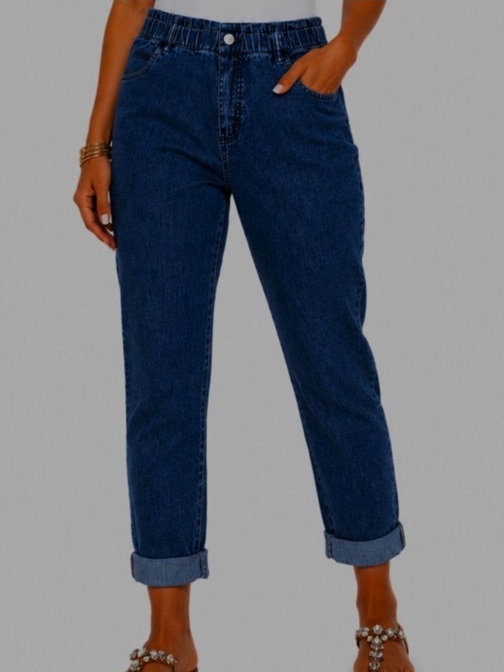 Banana Republic Factory Women's Elastic Waist Stretch Cuffed Ankle Jeans 30/10